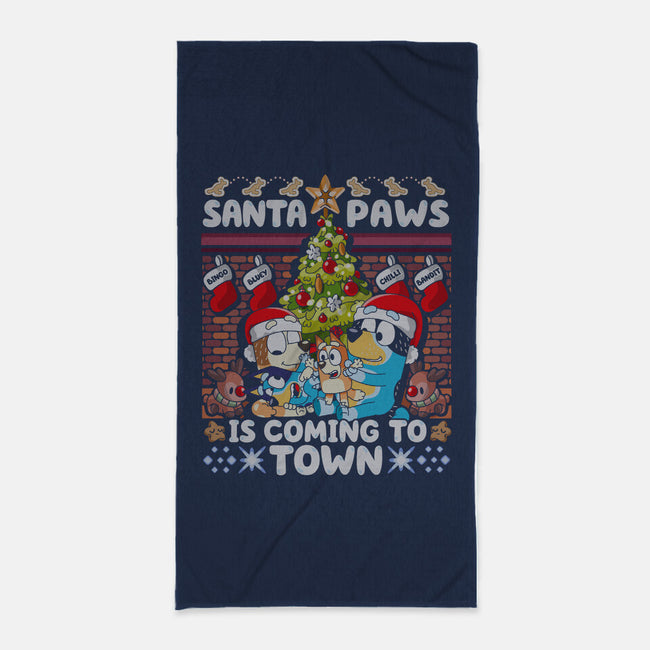Santa Paws Is Coming-None-Beach-Towel-CoD Designs