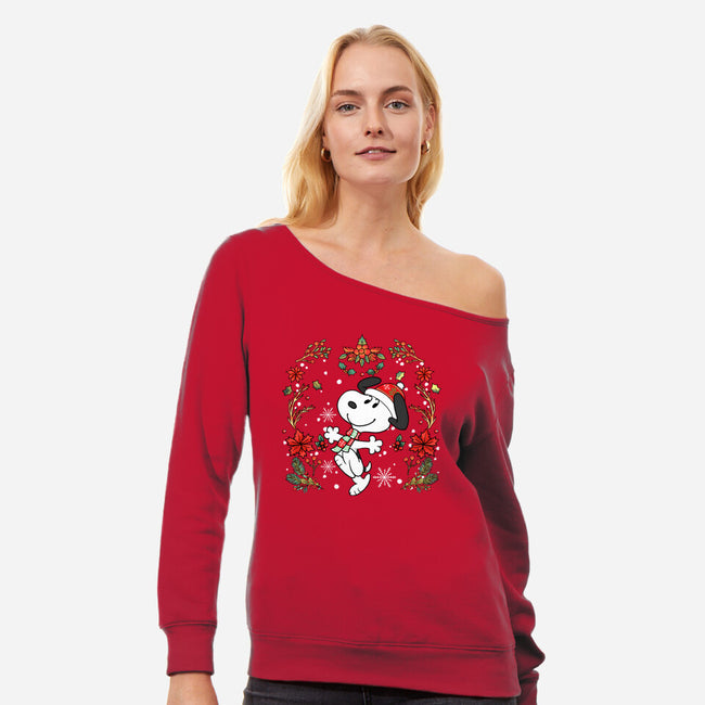 Christmas Snoopy-Womens-Off Shoulder-Sweatshirt-JamesQJO