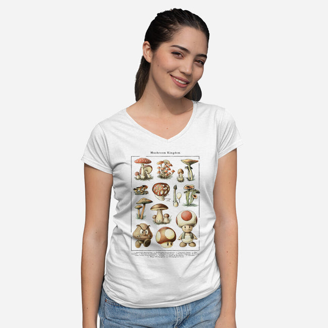 The Mushroom Kingdom-Womens-V-Neck-Tee-BlancaVidal