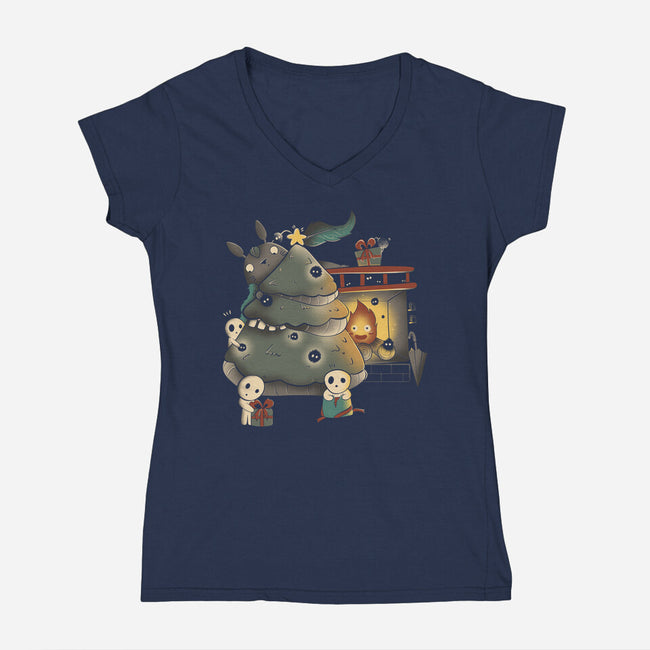 Enchanted Family-Womens-V-Neck-Tee-OnlyColorsDesigns