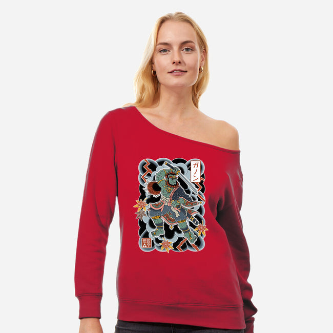 Irezumi Ganon-Womens-Off Shoulder-Sweatshirt-Nemons