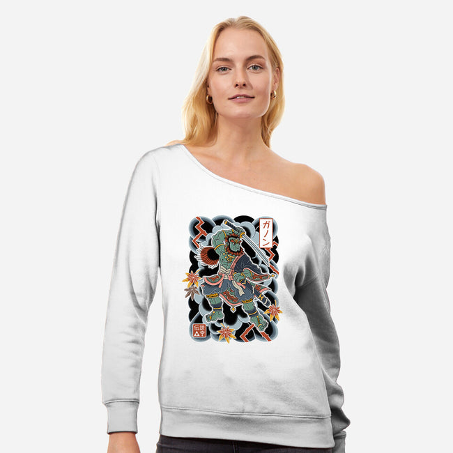 Irezumi Ganon-Womens-Off Shoulder-Sweatshirt-Nemons