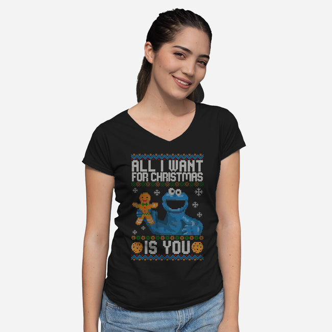 All I Want For Christmas Is You-Womens-V-Neck-Tee-NMdesign