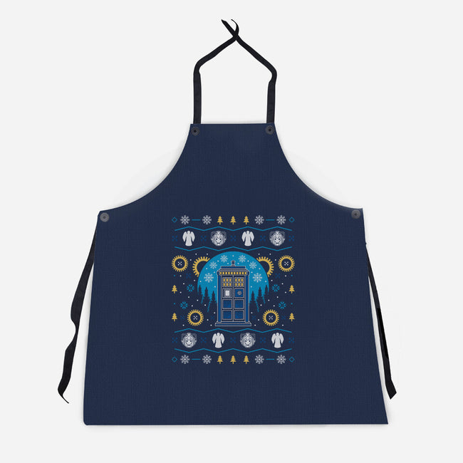 Time Ugly Sweater-Unisex-Kitchen-Apron-Logozaste