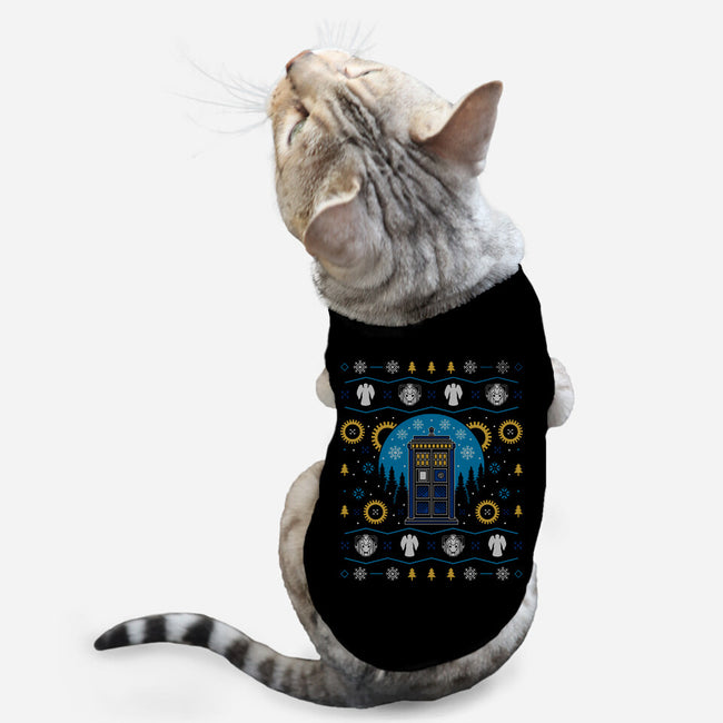 Time Ugly Sweater-Cat-Basic-Pet Tank-Logozaste