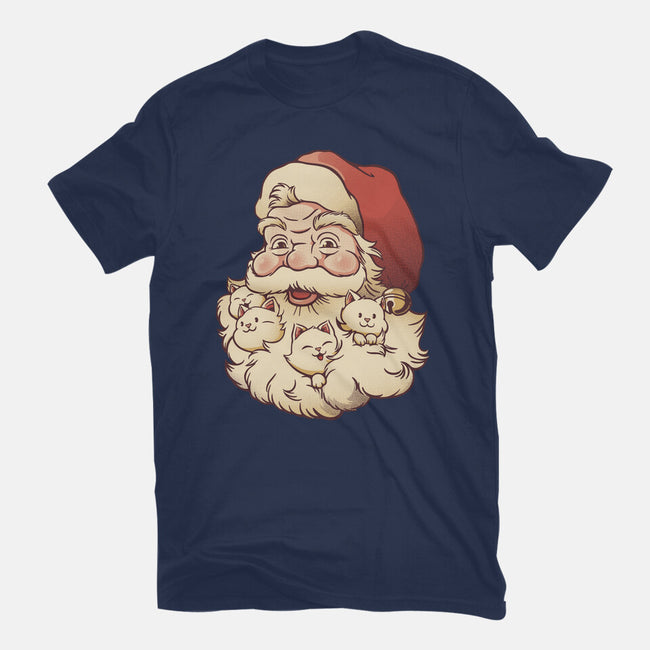 Santa Beard Full Of Cats-Mens-Basic-Tee-tobefonseca