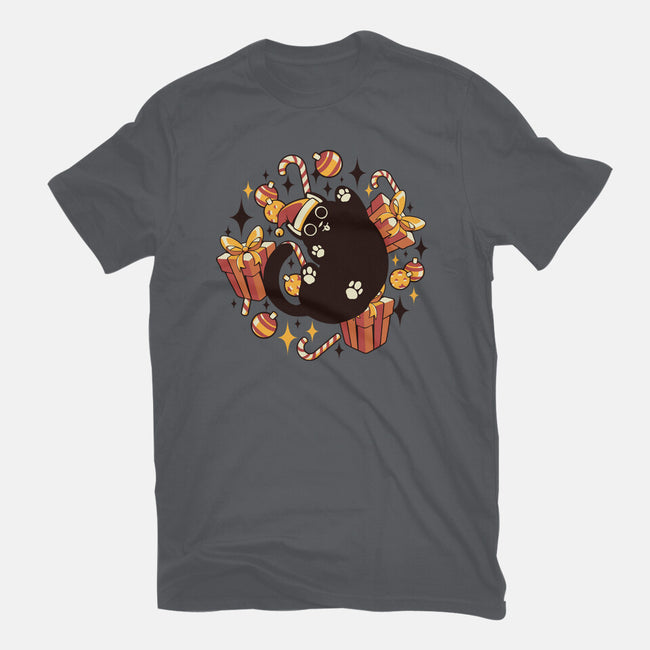 Xmas Kawaii Black Kitten-Mens-Basic-Tee-tobefonseca