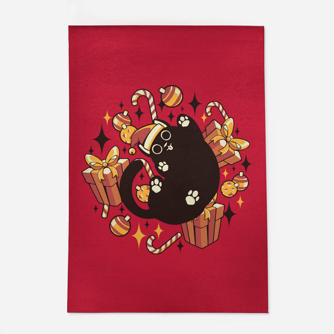 Xmas Kawaii Black Kitten-None-Indoor-Rug-tobefonseca