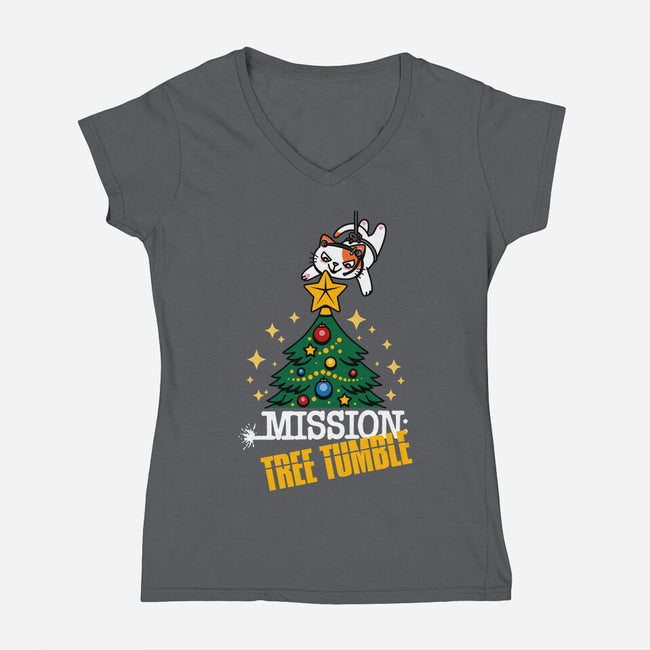 Mission Tree Tumble-Womens-V-Neck-Tee-Boggs Nicolas