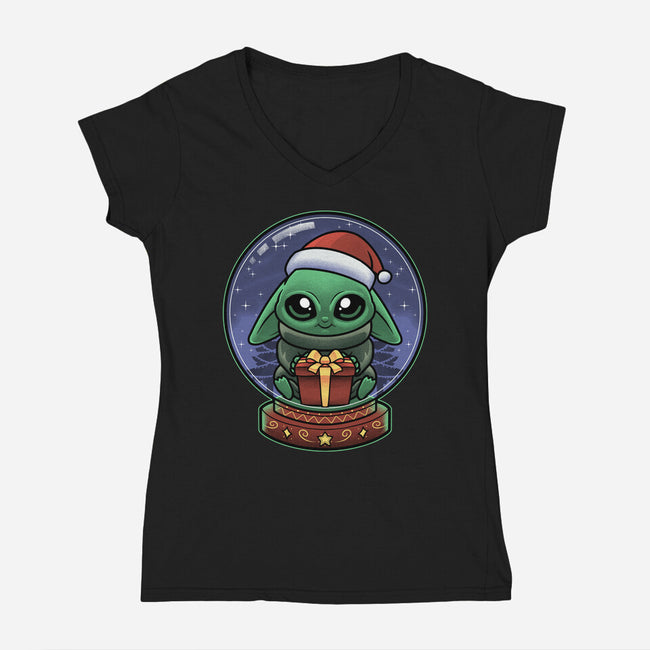 Snow Globe Green Toddler-Womens-V-Neck-Tee-Astrobot Invention