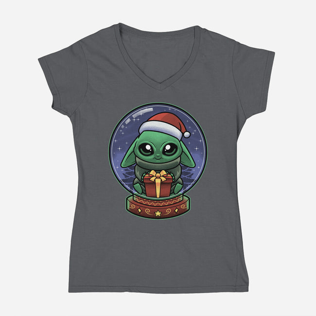 Snow Globe Green Toddler-Womens-V-Neck-Tee-Astrobot Invention