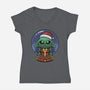 Snow Globe Green Toddler-Womens-V-Neck-Tee-Astrobot Invention