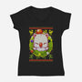 Kupo Christmas-Womens-V-Neck-Tee-BlancaVidal