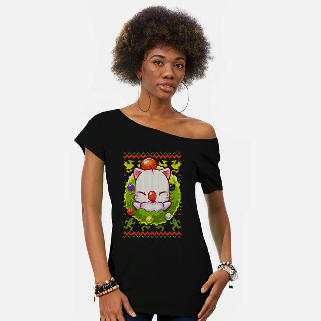 Kupo Christmas-Womens-Off Shoulder-Tee-BlancaVidal