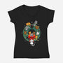 Kittens Wreath-Womens-V-Neck-Tee-Vallina84