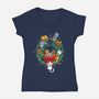 Kittens Wreath-Womens-V-Neck-Tee-Vallina84