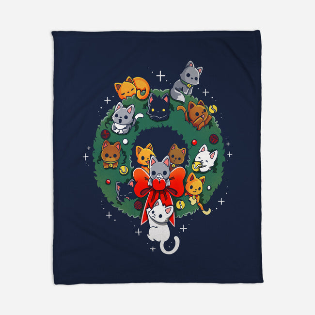 Kittens Wreath-None-Fleece-Blanket-Vallina84