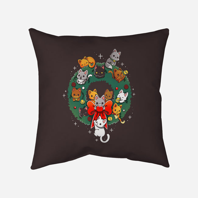 Kittens Wreath-None-Removable Cover w Insert-Throw Pillow-Vallina84