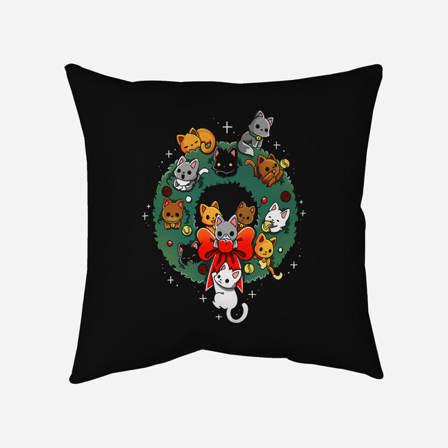 Kittens Wreath-None-Removable Cover-Throw Pillow-Vallina84