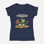 Destructo Sword-Womens-V-Neck-Tee-joerawks