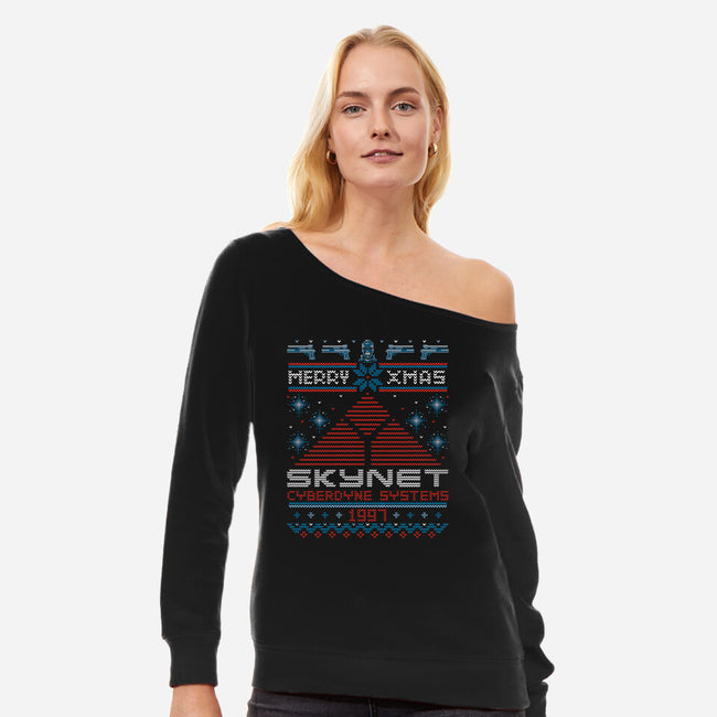 Happy Cyber Xmas-Womens-Off Shoulder-Sweatshirt-Getsousa!