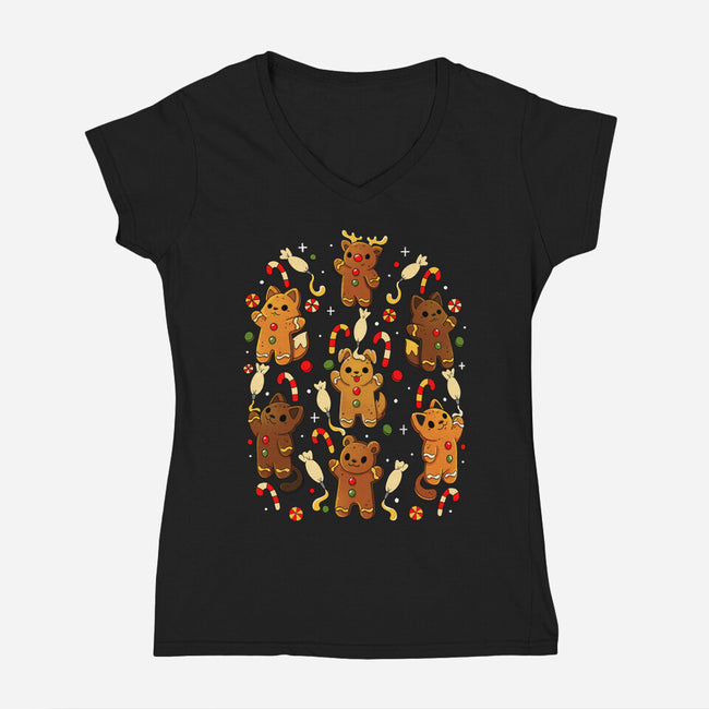 Ginger Animals-Womens-V-Neck-Tee-Vallina84