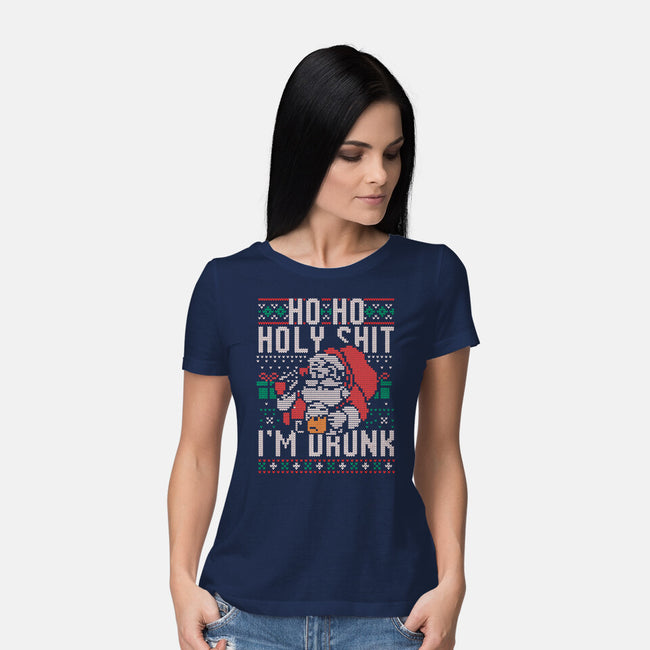 Ho Ho Holy Shit I'm Drunk-Womens-Basic-Tee-eduely