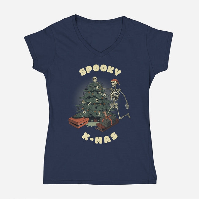 Spooky Xmas-Womens-V-Neck-Tee-Claudia