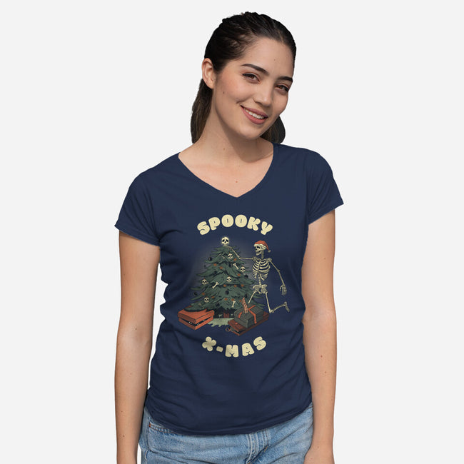 Spooky Xmas-Womens-V-Neck-Tee-Claudia