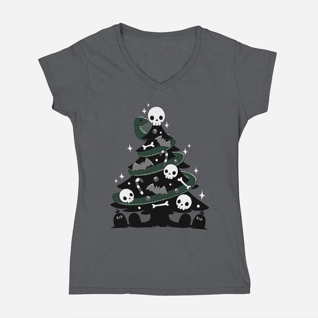 Creepy Christmas Tree-Womens-V-Neck-Tee-Vallina84