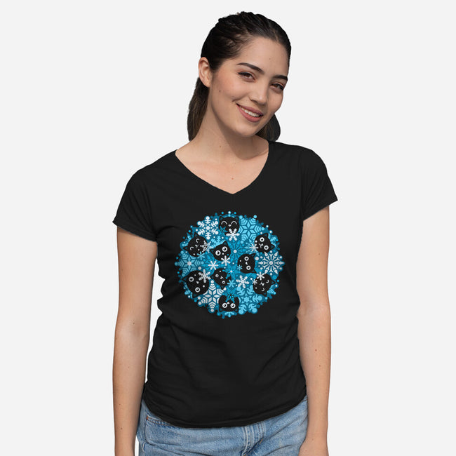 Winter Kittens-Womens-V-Neck-Tee-erion_designs