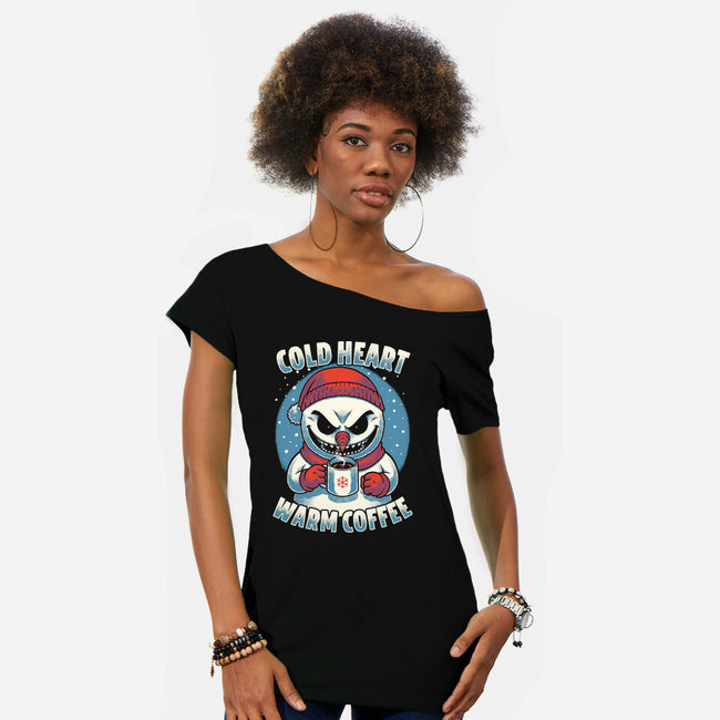 Snowman Evil Coffee-Womens-Off Shoulder-Tee-Studio Mootant