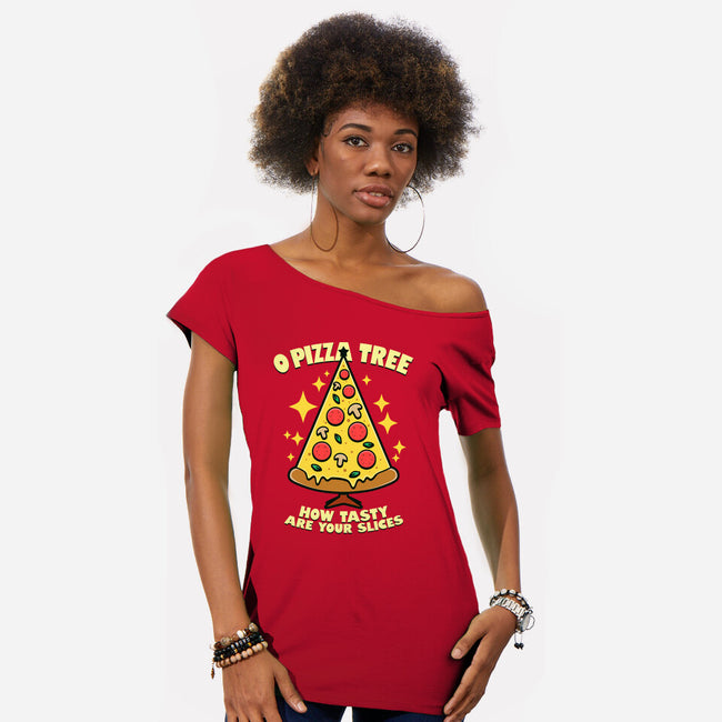 O Pizza Tree-Womens-Off Shoulder-Tee-Boggs Nicolas