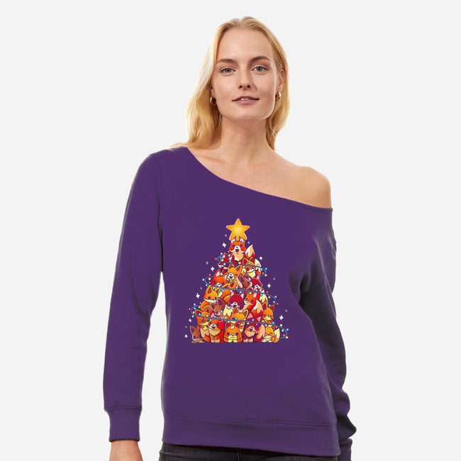 Foxes Tree-Womens-Off Shoulder-Sweatshirt-Vallina84