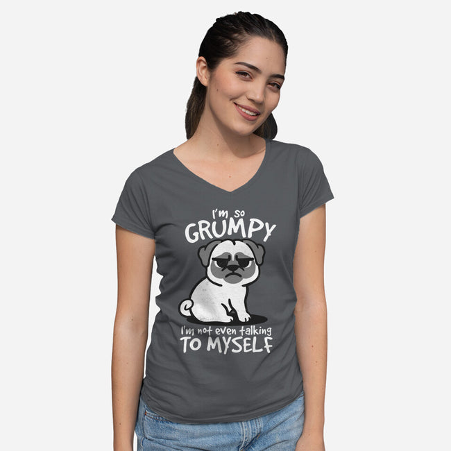 Grumpy Dog-Womens-V-Neck-Tee-NemiMakeit