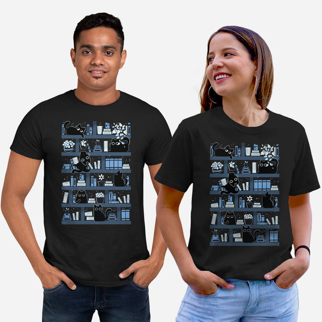 Purrfect Library-Unisex-Basic-Tee-tobefonseca