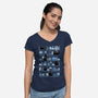 Purrfect Library-Womens-V-Neck-Tee-tobefonseca