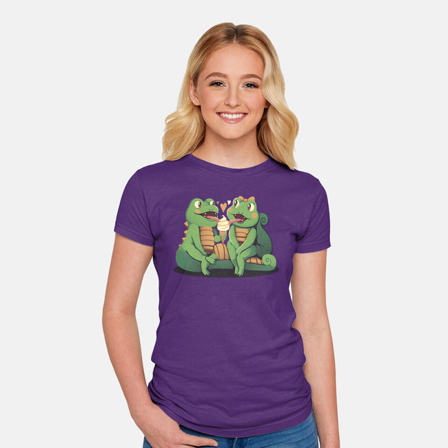 Gecko Love Ice Cream-Womens-Fitted-Tee-tobefonseca