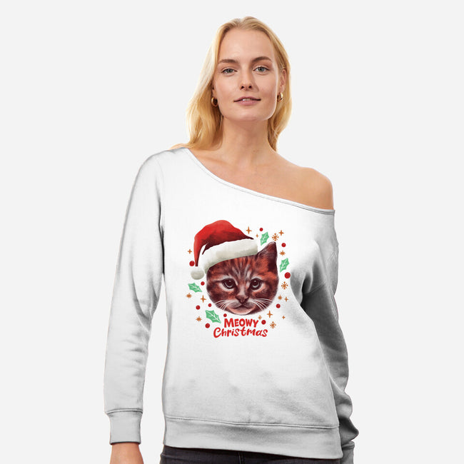 Wish You A Meowy Christmas-Womens-Off Shoulder-Sweatshirt-dandingeroz