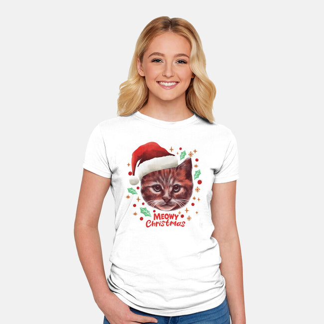 Wish You A Meowy Christmas-Womens-Fitted-Tee-dandingeroz