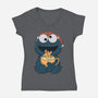 Gingerbread Monster-Womens-V-Neck-Tee-Claudia