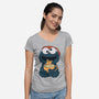 Gingerbread Monster-Womens-V-Neck-Tee-Claudia