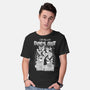 Who Let The Dogs Out-Mens-Basic-Tee-GODZILLARGE