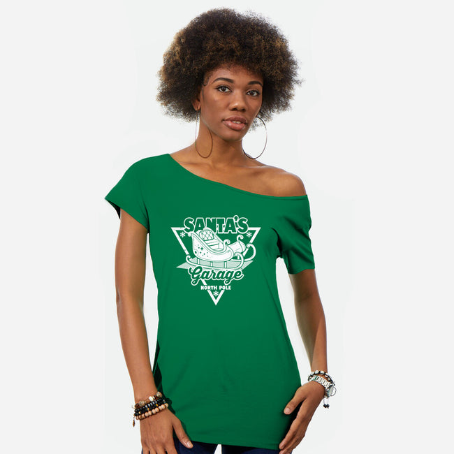 Santa's Garage-Womens-Off Shoulder-Tee-Boggs Nicolas