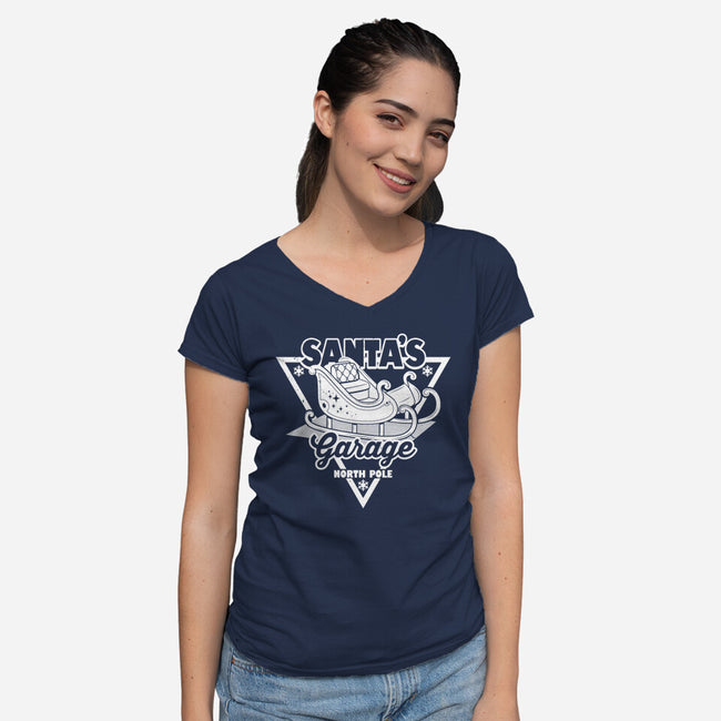 Santa's Garage-Womens-V-Neck-Tee-Boggs Nicolas