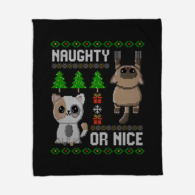 Naughty Or Nice Kittens-None-Fleece-Blanket-NMdesign
