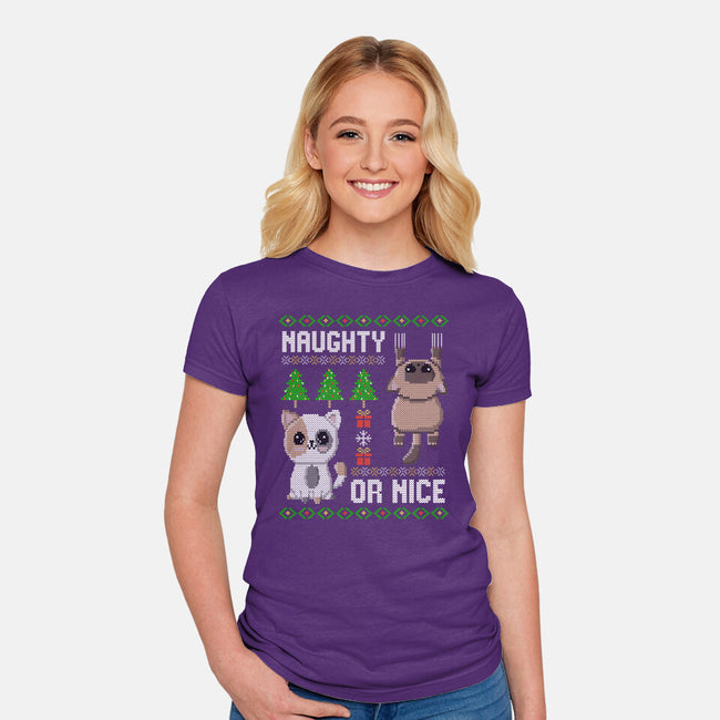 Naughty Or Nice Kittens-Womens-Fitted-Tee-NMdesign