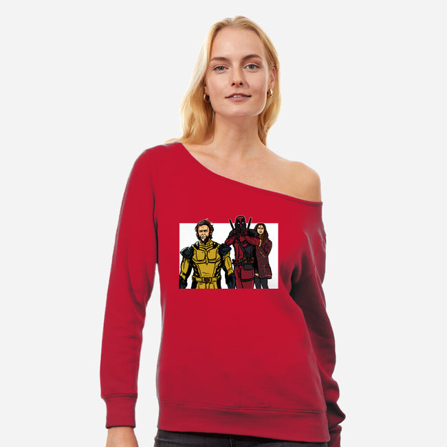 Distracted Deadpool-Womens-Off Shoulder-Sweatshirt-AndreusD