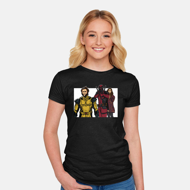 Distracted Deadpool-Womens-Fitted-Tee-AndreusD