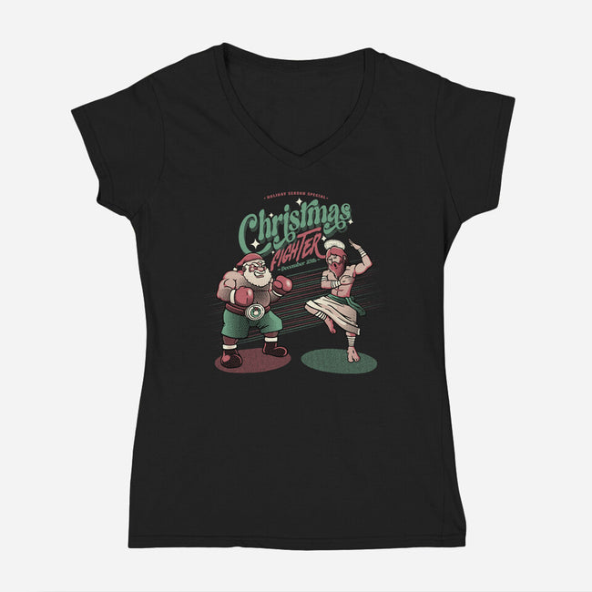 Holidays Fighting-Womens-V-Neck-Tee-tobefonseca